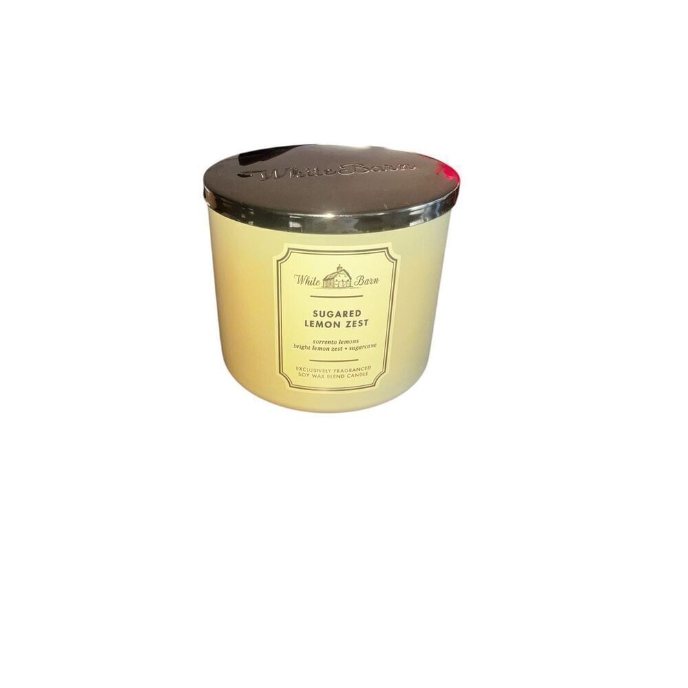 Bath & body Works sugared lemon zest white barn soy blend 3 wick candle